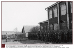 1943 - The World War II brought a lot of pain to Setomaa. During the war many farms and villages burned down. German soldiers in front of the school of Izborsk.
Photo: Collection of Ahto Raudoja